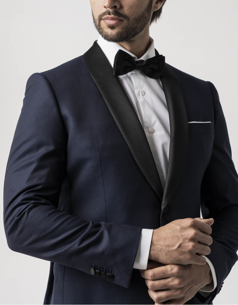 Castello d'Oro Blue Wool Tuxedo Jacket image